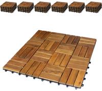 BigDean 66er : Pack de dalles en bois pour balcon, 30x30 cm - 6 mètres carrés - en bois d'acacia - Revêtement de sol, lames de sol en bois, système de clips, dalles pour balcon, dalles à clips