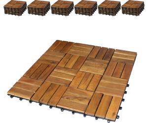 BigDean 66er : Pack de dalles en bois pour balcon, 30x30 cm - 6 mètres carrés - en bois d'acacia - Revêtement de sol, lames de sol en bois, système de clips, dalles pour balcon, dalles à clips