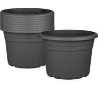 BigDean 9X Pot de fleurs Ø 40 cm Couleur anthracite Pot en plastique Pot de jardin Pot de grande taille Cache-pot Pot rond 40 x 28 cm