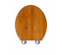 BigDean Abattant de WC avec système d'abaissement automatique, aspect bois, ovale, antibactérien, en Duroplast blanc, charge jusqu'à 150 kg, avec fermeture rapide pour un nettoyage facile - Acier