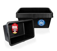 BigDean Blauer Engel Lot de 5 bacs à mortier carrés 80 l 80 x 48 x 28 cm | 80 x 48 x 28 cm - Bac à ciment - Fabriqué en Allemagne - Blauer Engel