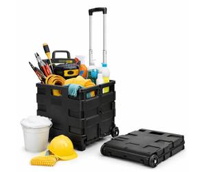 BigDean Chariot à outils vide pliable jusqu'à 35 kg - Boîte de transport avec roulettes et poignée télescopique - Chariot de courses pliable - Boîte de rangement mobile pliable - Caisse à outils