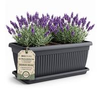 BigDean, ensemble de 3 jardinières XXL, dimensions 100 x 40 x 35 cm, capacité de 88 litres. Jardinière/pot de fleurs, design méditerranéen, livraison incluant des sous-couches, couleur : anthracite, p