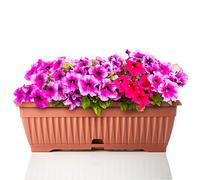 BigDean Jardinière avec soucoupe amovible - Terracotta de 50 cm de long en plastique incassable - Jardinière de balcon avec réservoir d'eau pour l'intérieur et l'extérieur - Fabriqué en Europe