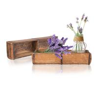 BigDean Lot de 2 anciennes caisses en bois - 58 x 15 x 10 cm - Forme de brique vintage en bois recy haque pièce est unique - Double boîte décorative en bois