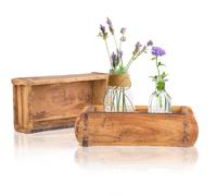 BigDean Lot de 2 vieilles caisses en bois recyclé - 32 x 15 x 9 cm - En forme de brique vintage