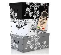 BigDean Lot de 3 grandes boîtes de rangement avec couvercle en carton solide de 45 l
