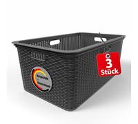 BigDean Lot de 3 paniers à linge 59 x 39 x 26 cm - Design rotin - Fabriqué en Allemagne