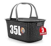 BigDean Lot de 3 paniers à linge avec anse, 35 l, design rotin, fabriqués en Allemagne