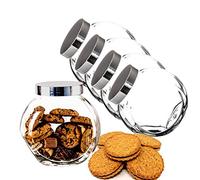 BigDean Lot de 4 bocaux à bonbons en verre de 2 litres avec couvercle à visser - Grand verre à bonbons - Pour bonbons, biscuits, farine et épices - Fabriqué en Allemagne - Passe au lave-vaisselle