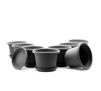 BigDean Lot de 8 pots de fleurs avec sous-plat rond Ø 40 cm Anthracite - Pot de plantes résistant aux intempéries Fabriqué en Europe