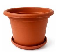 BigDean Pot de fleurs rond en terre cuite Ø 35 cm avec soucoupe | Pot de fleurs résistant aux intempéries - Fabriqué en Europe