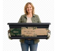 BigDean Pot de fleurs XXXL - 100 x 40 x 35 cm - 88 l | Design méditerranéen, livré avec soucoupe, couleur anthracite, pot de fleurs, XXXL, extra large