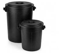 BigDean Poubelle universelle 100 & 50 l avec couvercle, poubelle polyvalente noire