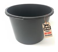 BigDean seau à mortier 90 litres, noir, plastique, fabriqué en Pologne, résistant aux UV, empilable, bac à mortier pour chantier