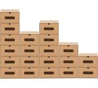 BigDean Set de 20 boîtes avec fenêtre & tiroir - Boîte en carton kraft - Boîte à chaussures Boîte à jouets Rangement pour accessoires & pièces détachées