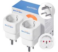 Bigfish Adaptateur Prise Inde 2 Pièces Adaptateur Type D - De 2-Pin Europe à 3-Pin Type D pour Inde, Népal, Sri Lanka (partiellement)