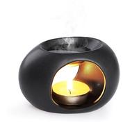 Bighan Brûleurs Parfumé Céramique Noir, Forme D'œuf Brûleurs Huile Essentielle en Céramique Essentielle Diffuseur d'arômes Lampes à Parfum Essence Brûleur à Huile