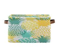 Bigjoke Panier de rangement en tissu avec poignées Motif ananas aquarelle