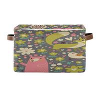 Bigjoke Panier de rangement en tissu avec poignées Motif hibou floral
