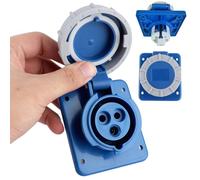 BigKing 1 prise électrique marine de 16 ampères, prise avec joint en caoutchouc, IP67, 16A, 220-250V, convient pour bateaux industriels, bateau, yacht, camping-car, etc