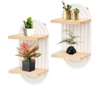 BigKing 2Pcs Étagères en Bois pour la Décoration Murale, Boho Décoration, Étagère Flottante pour Placer des Plantes, des Photos, des Livres, des Photos et des Collections (Blanc Ovale)