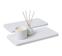 BigKing Lot de 2 Tapis de Bain Diatomite - Petit Plateau Rectangulaire en Pierre Absorbant l'eau - Dessous de Verre pour la Maison, la Salle de Bain - Blanc - 20 x 10 cm