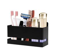 BigKing Porte de douche murale, étagères pour salle de bain en aluminium spatial, avec 3 compartiments, 16,5 x 6,7 x 9,8 cm, deux méthodes d'installation (sans perçage, perçage), pour porte-brosse à