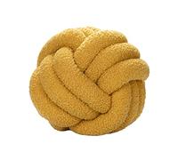 Bigougem Oreiller à Boule de Noeud, Oreiller de Balle nouée en Velours d'agneau tissé à la Main, Ultra Doux, Coussin de Compagnie, Jaune, 22 cm