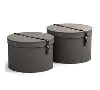 Bigso Box of Sweden 5482C6449LEA000 Lot de 2 Boîtes de Rangement Rond Panneau de Fibre Gris 37,5 x 37,5 x 23,5 cm