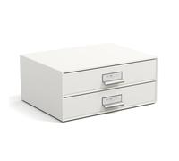 Bigso Box of Sweden boîte à tiroir pour Documents et Fournitures de Bureau - Organiseur de Bureau à Deux tiroirs - système de Rangement en Panneau de Fibres et Papier - Blanc