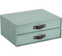 Bigso Box of Sweden Boîte à Tiroir pour Documents et Fournitures de Bureau - Organiseur de Bureau à Deux Tiroirs - Système de Rangement en Panneau de Fibres et Papier - Vert menthe