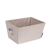 Bigso Box of Sweden - boîte de rangement en forme de trapèze (petit) - caisse de rangement pliable avec poignées pour couvertures vêtements, jouets, etc. - petite boîte en polyester et carton - beige