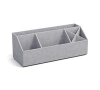Bigso Box of Sweden ELISA Organiseur de bureau avec 4 compartiments, système de rangement pour notes, trombones, stylos, etc. Boîte de rangement en panneau de fibres et papier, aspect lin, gris clair