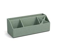 Bigso Box of Sweden ELISA Organiseur de bureau avec 4 compartiments, système de rangement pour notes, trombones, stylos, etc. Boîte de rangement en panneau de fibres et papier, aspect lin, vert menthe