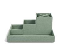 Bigso Box of Sweden LENA Organiseur de Bureau pour Stylos, Trombones, Notes Autocollantes, Boîte de Rangement Avec 4 Compartiments, Système de Rangement en Panneau de Fibres et Papier - Vert Menthe