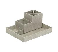Bigso Box of Sweden LENA Organiseur de Bureau pour Stylos, Trombones, Notes Autocollantes, Boîte de Rangement Avec 4 Compartiments, Système de Rangement en Panneau de Fibres et Papier - Beige