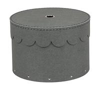 Bigso Box of Sweden lot de 2 Boîtes Rondes Avec Couvercle - Boîte Avec Couvercle pour les Vêtements, les Jouets - Caisson de Rangement Rond en Panneaux de Fibres et Papier Effet Lin - Gris
