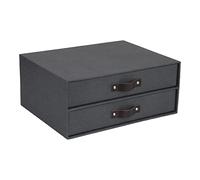 Bigso Box of Sweden Mini commode de bureau pour documents et matériel de bureau - Organisateur de bureau avec 2 tiroirs - Boîte avec tiroirs en fibre de bois et papier - Noir