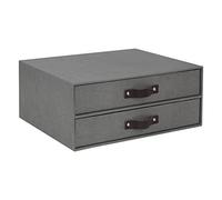 Bigso Box of Sweden Mini commode de bureau pour documents et matériel de bureau - Organisateur de bureau avec 2 tiroirs - Boîte avec tiroirs en fibre de bois et papier - gris