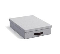 Bigso Box of Sweden Organisateur de Bureau pour Documents A4, Brochures, etc. - Rangement Bureau Avec Couvercle et Poignée - Boite de Rangement en Panneau de Fibres et Papier - Gris Clair