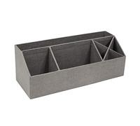 Bigso Box of Sweden Organiseur de Bureau 4 Compartiments - Système de Rangement pour Pense-Bêtes, Trombones, Crayons, etc. - Casier en Panneau de Fibre et Papier Effet Lin - Gris