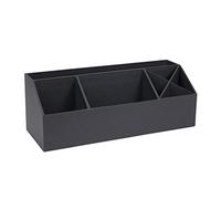 Bigso Box of Sweden Organiseur de bureau à 4 compartiments - Système de rangement pour pense-bêtes, trombones, stylos, etc. - Caisse de rangement en panneau de fibre et papier effet lin - gris foncé