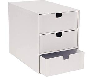 Bigso Box of Sweden rangement de tiroir pour documents et fournitures de bureau - organiseur bureau avec 3 compartiments - module de rangement bureau en panneaux de fibres et papier - blanc