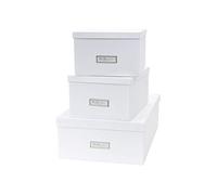 Bigso Box of Sweden set de 3 boîtes de rangement pour la chambre, le bureau ou la salle de bain - caisses de rangement empilables - boîte avec couvercle en panneaux de fibres et papier - blanc 811345541 47 x 31 x 15.5 cm