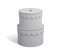 Bigso Box of Sweden WILMA Lot de 2 boîtes de rangement rondes avec couvercle - Boîte de rangement avec couvercle pour vêtements, jouets, etc. - Boîte ronde décorative en panneau de fibres et papier