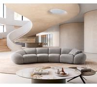Bigsofa Lunna 360x175 cm Tissu structuré Soft Gris 2 coussins