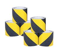 BigTron Ruban adhésif antidérapant 10 cm x 30 m - Ruban adhésif de signalisation antidérapant - 5 m par rouleau - 6 rouleaux au total (noir et jaune)