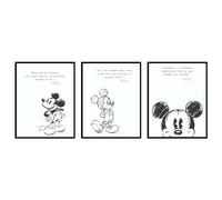 BigWig Prints Décoration de Chambre Mickey Mouse - Citations et Poster Vintage - Décoration Murale - Lot de 3 (20,3 x 25,4 cm) Sans Cadre