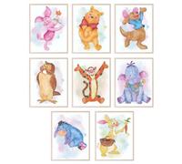 BigWig Prints Lot de 8 affiches de décoration murale Winnie l'ourson pour chambre d'enfant, décoration murale Winnie l'ourson, décoration de chambre prénatale, décoration de chambre Winnie l'ourson,